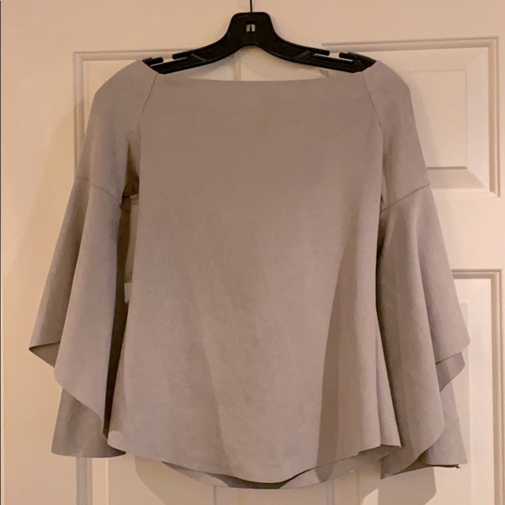 Fifteen Twenty faux suede bell sleeve top